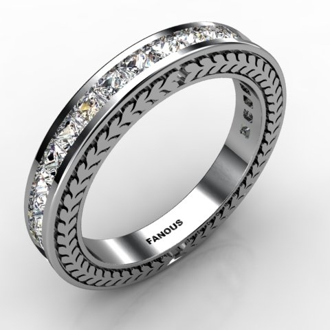 18k White Gold Wedding Band 1.121cts SKU: 0300785-18kw